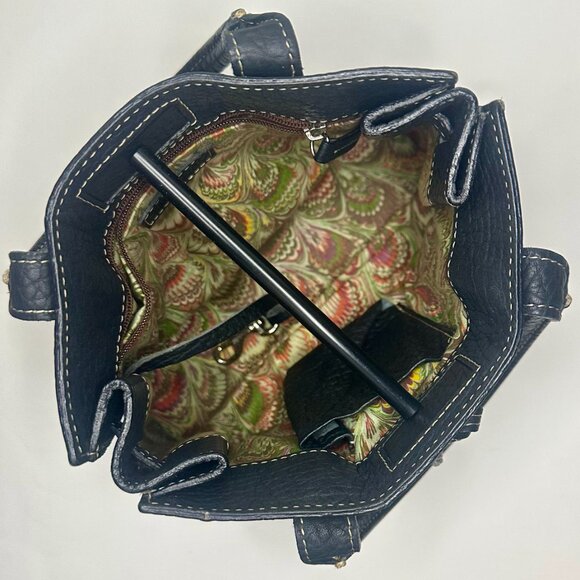 Dooney & Bourke Vintage Mini Tassel Tote Black Leather Silver Hardware EUC - Picture 9 of 14